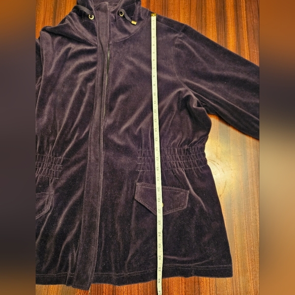 Charter Club Black Velour Mock Neck 3/4 Sleeve Elastic Waist Jacket Plus 2X EUC - Picture 11 of 13